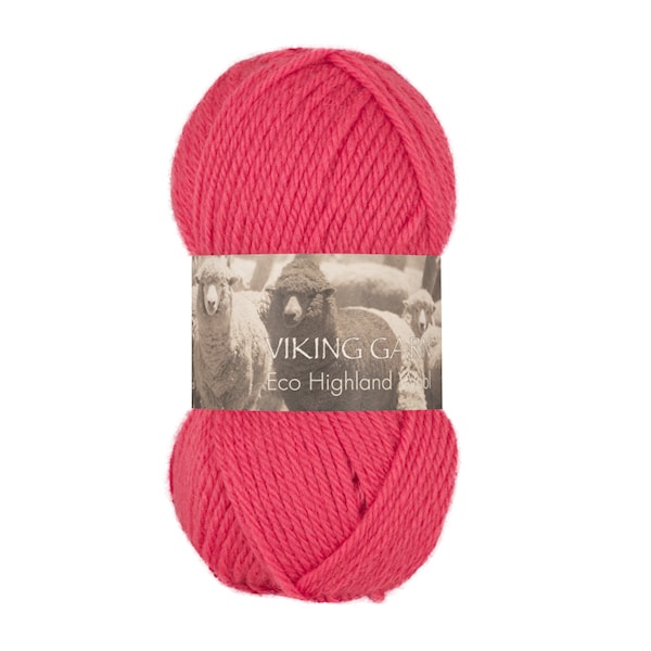 Highland Eco Wool Garn 50 g Rosa 265 Viking Garn