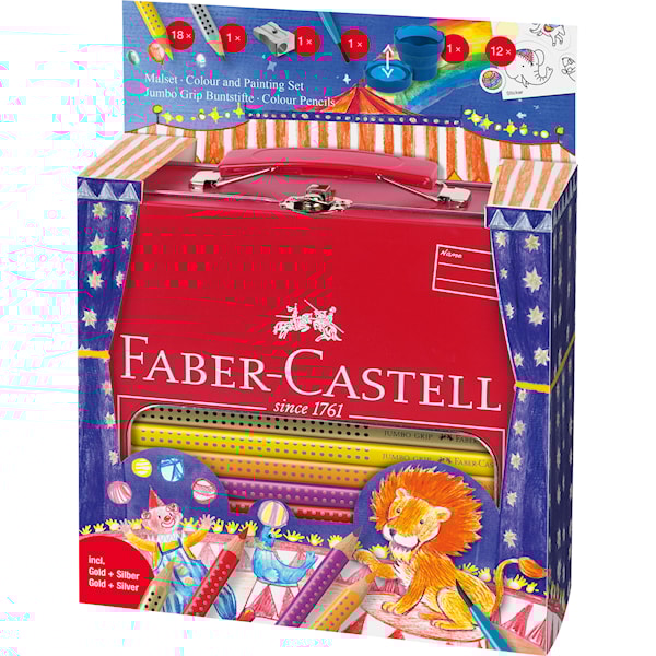 Färgpennor Faber-Castell Grip Color Presentetui metall 18-pack