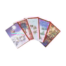 Julkort Klassiska, dubbla kort inkl kuvert 5-pack