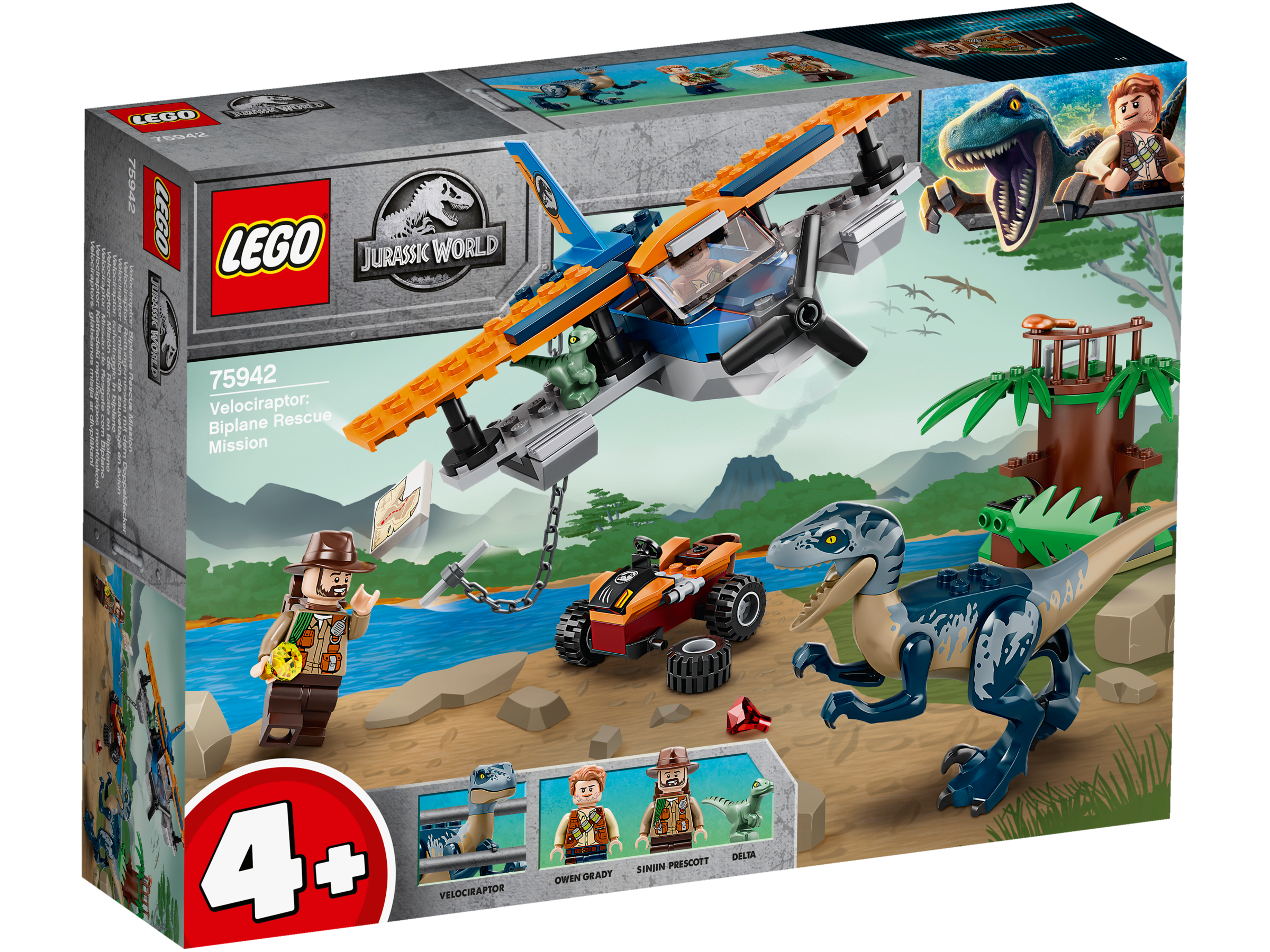 Jurassic World Velociraptor: Pelastusoperaatio kaksitasolla, LEGO® Jurassic World™, (75942)