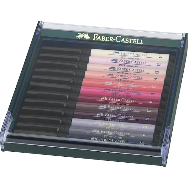 Soft Brush Pen Pitt Artist Gave-etui 12 St Hudfarger Faber-Castell