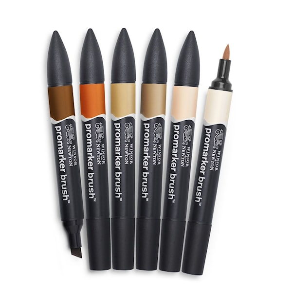 Markørpenn BrushMarker Sett 6 -Skin Tones Winsor & Newton