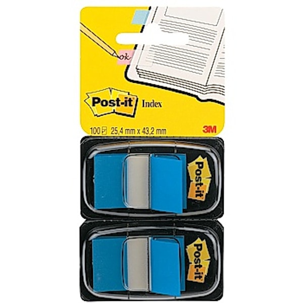Index POST-IT dobbelpakning 2x50 ark, blå