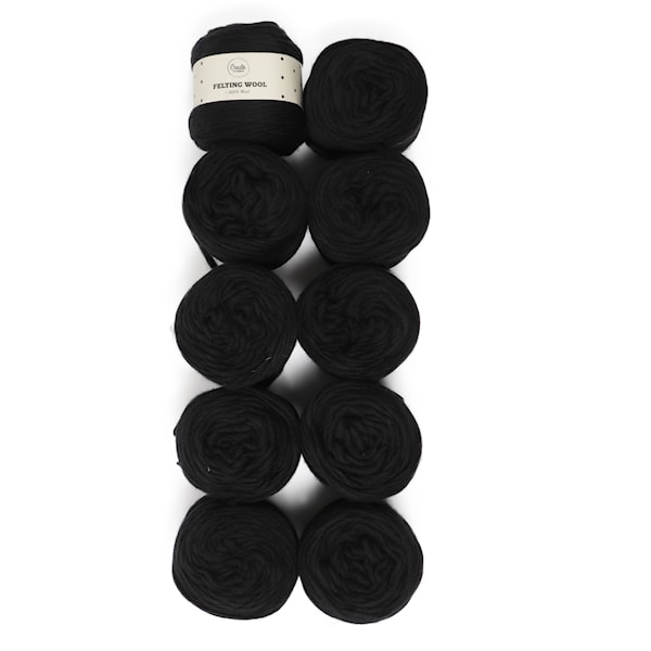 Adlibris Felting Wool 100g Black A004 10-pack