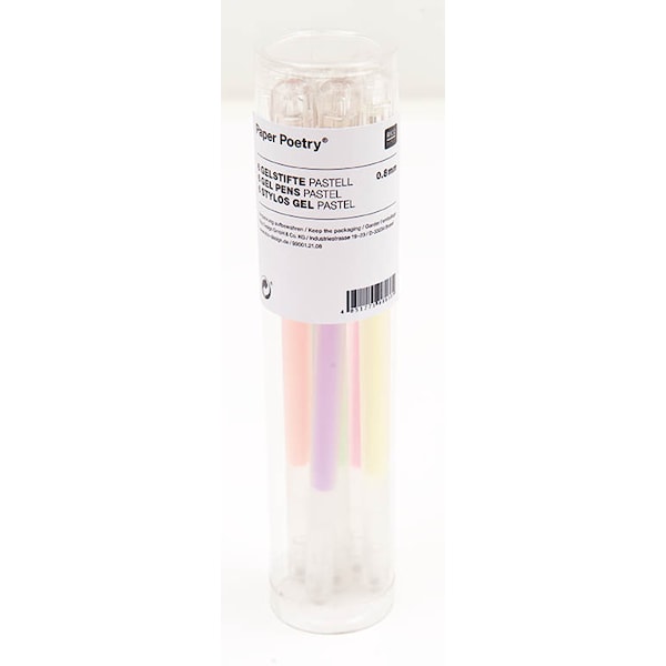 Gelpenner Pastell, Sett 6 stk 0,8 mm