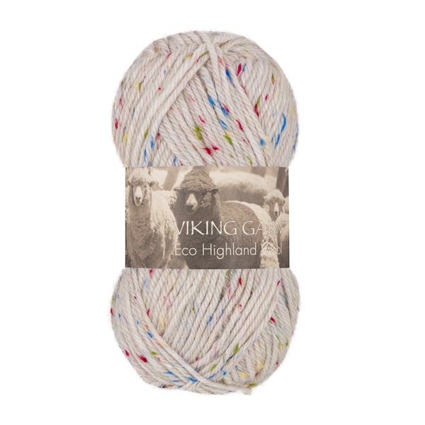 Highland Eco Wool Garn 50 g Hvit Tweed 270 Viking Garn