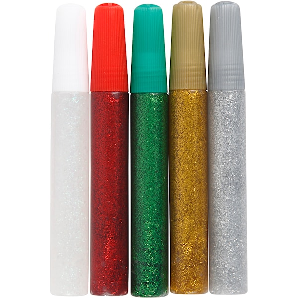Glitterlim mixade f&auml;rger jul 5-pack