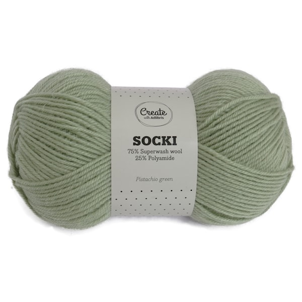 Adlibris Socki Lanka Yksivärinen Villasekoitus 100g Pistachio Green A010
