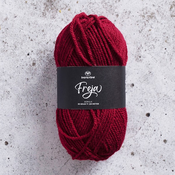 Freja Garn Akryl 50 g vinrød 47 Svarta Fåret