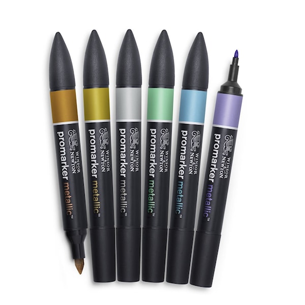 Markørpenn Metallic Marker Sett 6 Metallic Tones Winsor & Newton