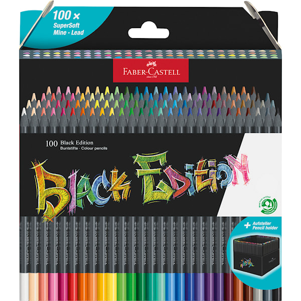 F&auml;rgpennor Black Edition Metallicf&auml;rger 100-pack med pennst&auml;ll Faber Castell