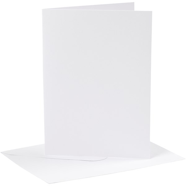 Kort och kuvert, Storlek: 13x18 cm, 4-pack, vit