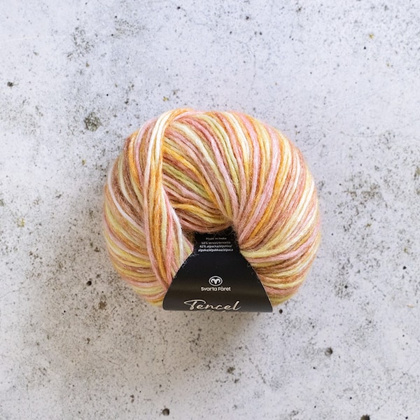 Tencel Blow alpakka-miks garn 50g Sushine Sherbet 097 Svarta Fåret
