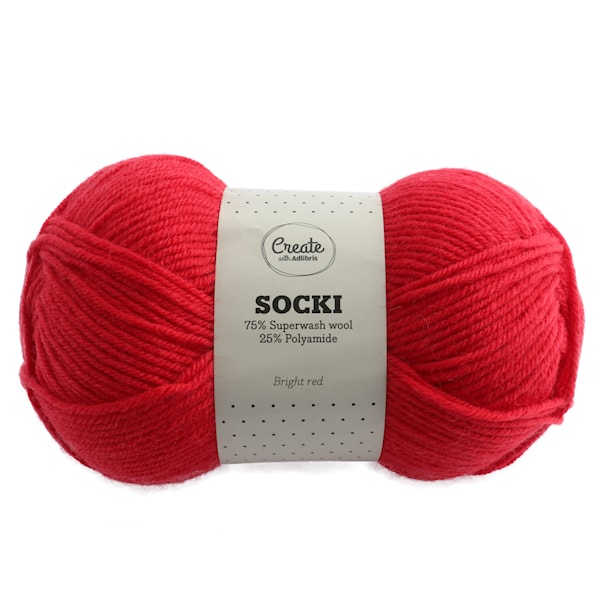 Adlibris Socki Garn Enfärgat Ullmix 100g Bright Red A019