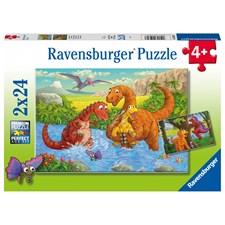 Lekne dinosaurer Puslespill 2x24 brikker Ravensburger