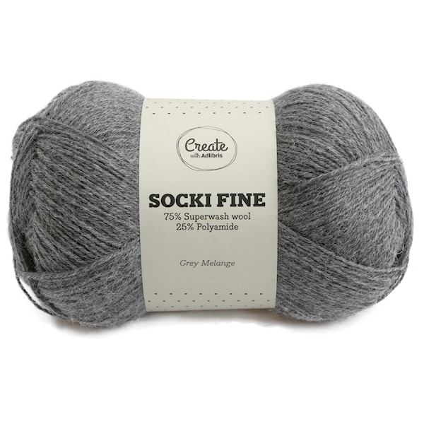 Adlibris Socki Fine 100g Grey Melange A047
