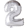 Folieballong, 2, H: 41 cm, sølv, 1 stk.