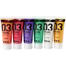 Koulu akryylimaali metallic, metallinen, Lisävärit, 6x20 ml/ 1 pkk