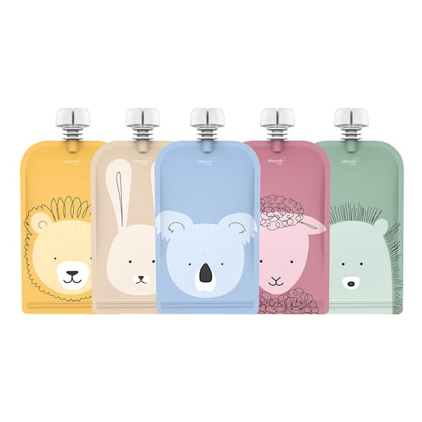Gjenbrukbare matposer Squeezebag Animal 5-Pack Cherub Baby