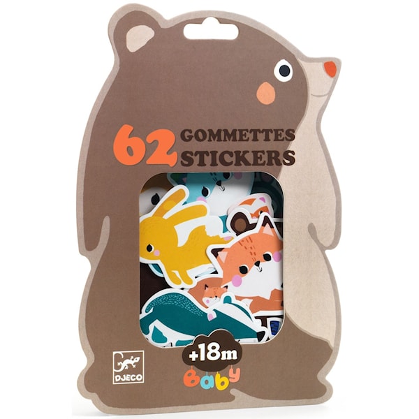 Klistm&auml;rken f&ouml;r sm&aring; barn Skogsdjur +18 m&aring;nader 62-pack Djeco