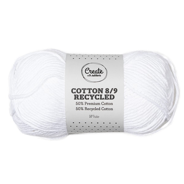 Cotton 8/9 Garn 100g Recycled White A827 Adlibris