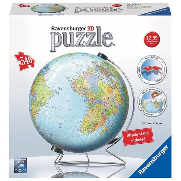 World Globe, 3D Pussel, 540 bitar, Ravensburger