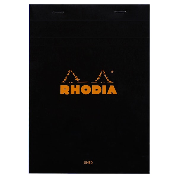 Häftat Block Kortsida Svart Linjerat A5 Rhodia
