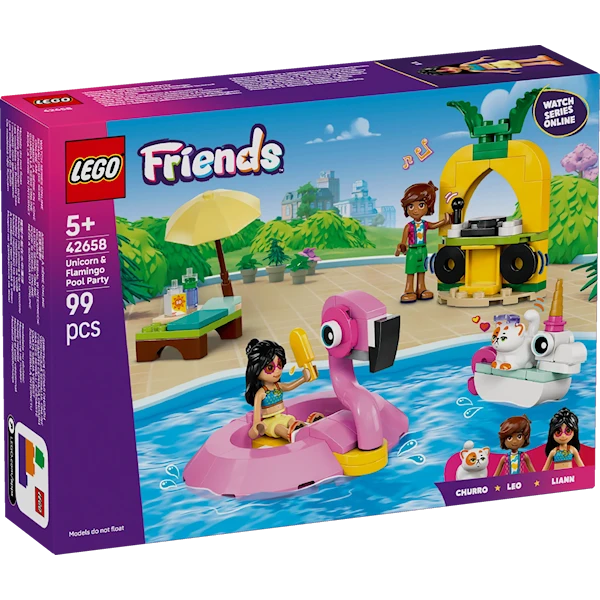 Poolparty med enhjørning og flamingo