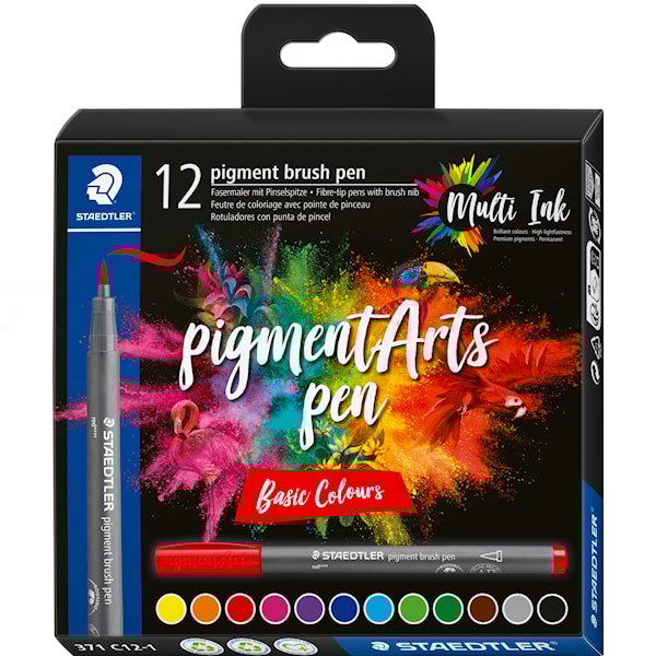 Brush Pen Pigment Basic 12-pack Staedtler