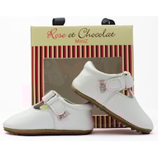 Lädersko T-strap White, Rose et Chocolat, strl 21-22