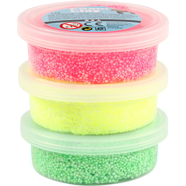 Foam Clay® , lys grønn, neon pink, neon gul, 3x14 g/ 1 pk.