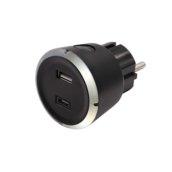 CAPiDi USB Lader / Timer A+C, Black -  Hjemmesikkerhet