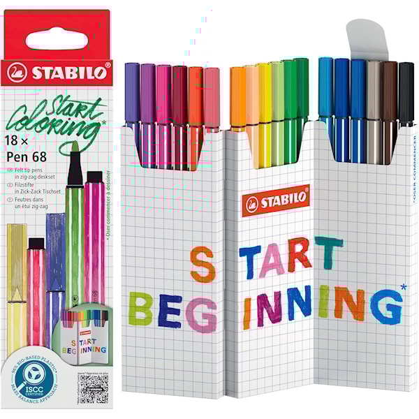 Pen 68 Zig Zag Skrivbordsset 18 pack STABILO