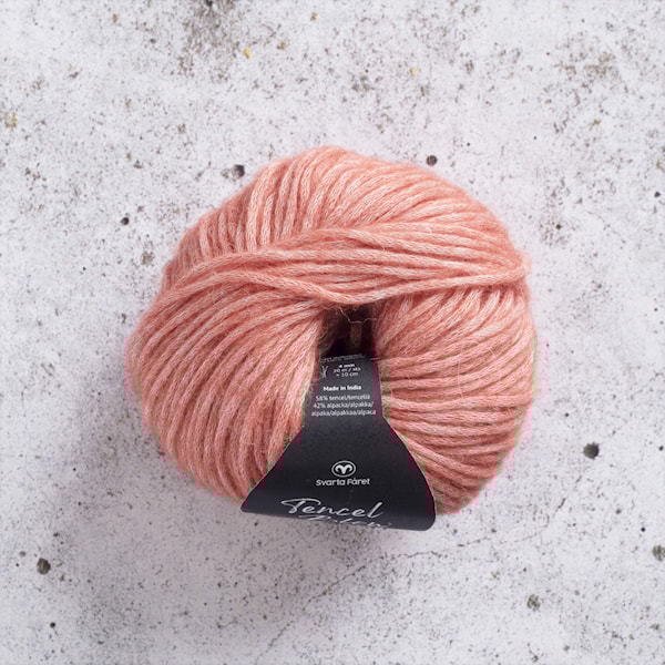 Tencel Blow alpakka-miks garn 50g Melon Red 045 Svarta Fåret