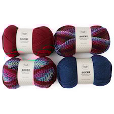 Color Pack Adlibris Socki Garn 100g Burgundy & Friends 4-pack