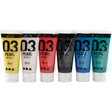 Koulu akryylimaali metallic, metallinen, perusvärilajitelma, 6x20 ml/ 1 pkk