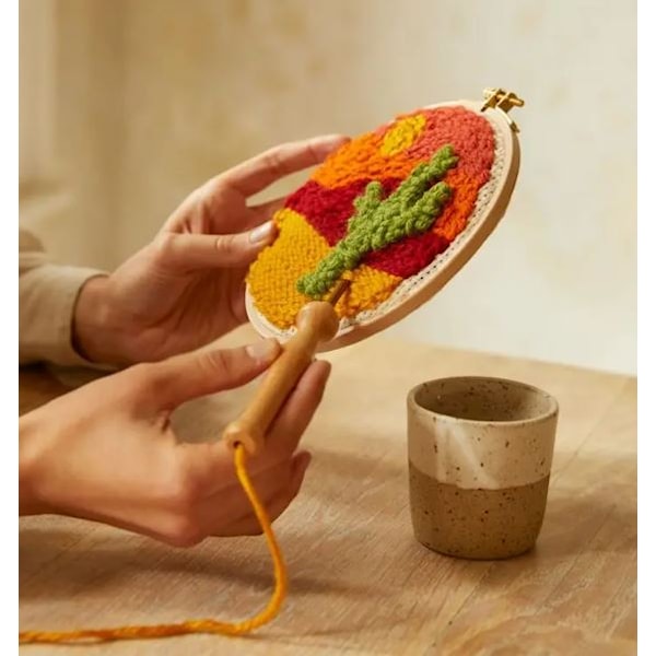 Punch needle-kit med ørkenmotiv, 15 x 15 cm, DMC Mindfulness