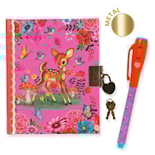 Salainen pieni päiväkirja Fiona riippulukolla ja kynällä, jossa on näkymätön muste, Djeco