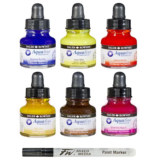 Akvarellblekk Aquafine 6x29,5 ml Flasker Daler-Rowney
