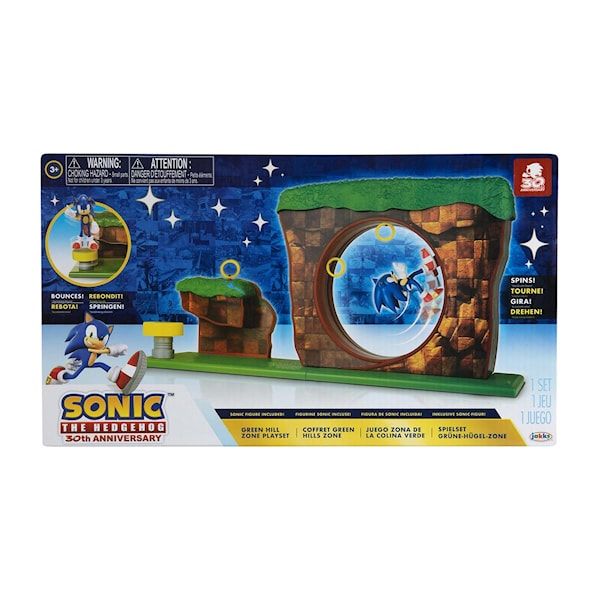 Sonic The Hedgehog Lekesett Med 6 Cm Figur - Green Hill Zone