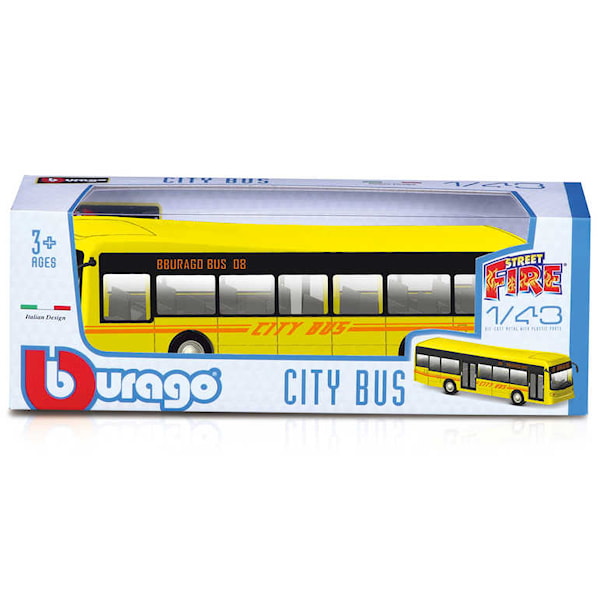 Street Fire City Bus 1:43 Buraggo (assorterte farger)