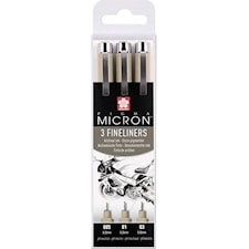 Sakura Pigma Micron fineliner Black  0.2 mm + 0.25 mm + 0.3 mm black 3-set