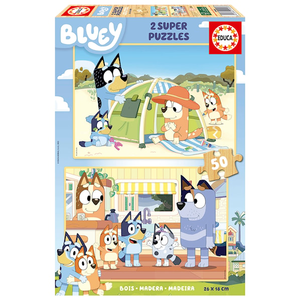 Pussel Bluey 2 X 50 bitar i trä, Educa