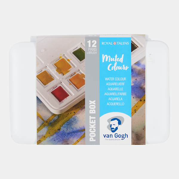 Van Gogh Akvarellfärg Pocket Box 'Muted Colours ' halvkopp med 12 kulörer
