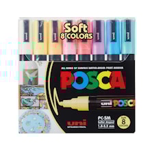 Posca Marker Set 8 kpl Soft Colors PC-5M Kärki 1,8-2,5 mm