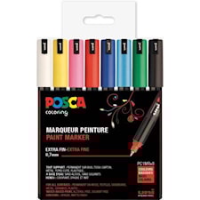 Posca Marker Set 8-p Blandede Farger PC-1MR Spiss 0,7 mm