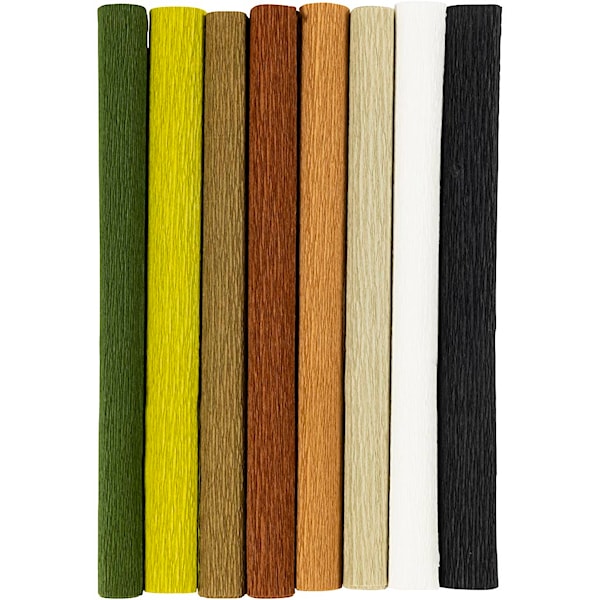 Kreppapir, ark 25x60 cm, Strekk-/krep: 180%, 105 g, natur, 8 ark/ 1 pk.