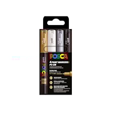 Posca Marker Set 4-p kulta, hopea, valkoinen, musta
