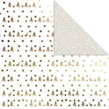 Designpapir, gull, hjort og prikker, 30,5x30,5 cm, 180 g, 3 ark/ 1 pk.