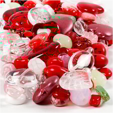 Glaspärlor Hjärta, Nyckelpiga, Blad 5-22 mm 350 g Creativ Company